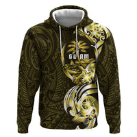 Amariyu Guam Chamorro Zip Hoodie Guahan Seal Tattoo LT14 Pullover Hoodie Yellow - Polynesian Pride