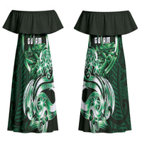 Betde Guam Chamorro Couples Matching Off Shoulder Maxi Dress and Hawaiian Shirt Guahan Seal Tattoo LT14 - Polynesian Pride