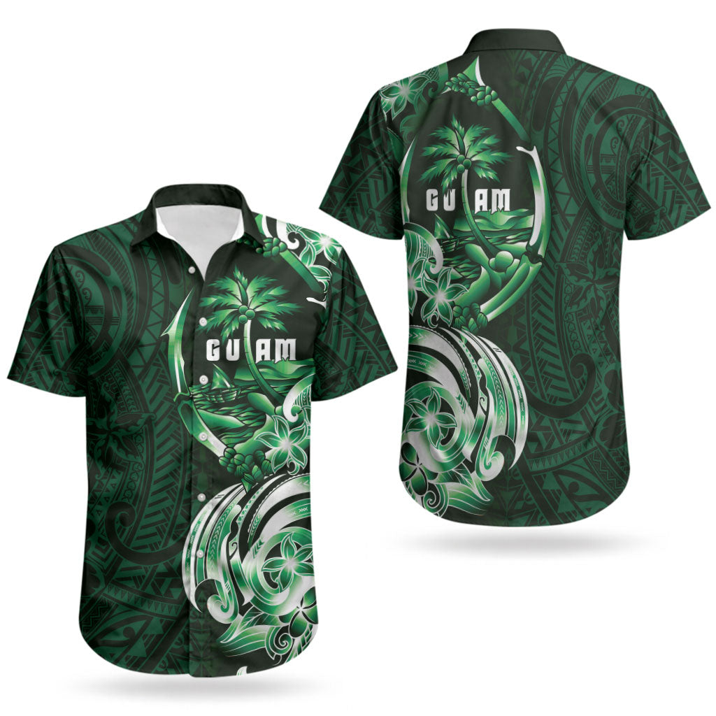 Betde Guam Chamorro Couples Matching Off The Shoulder Long Sleeve Dress and Hawaiian Shirt Guahan Seal Tattoo LT14 - Polynesian Pride