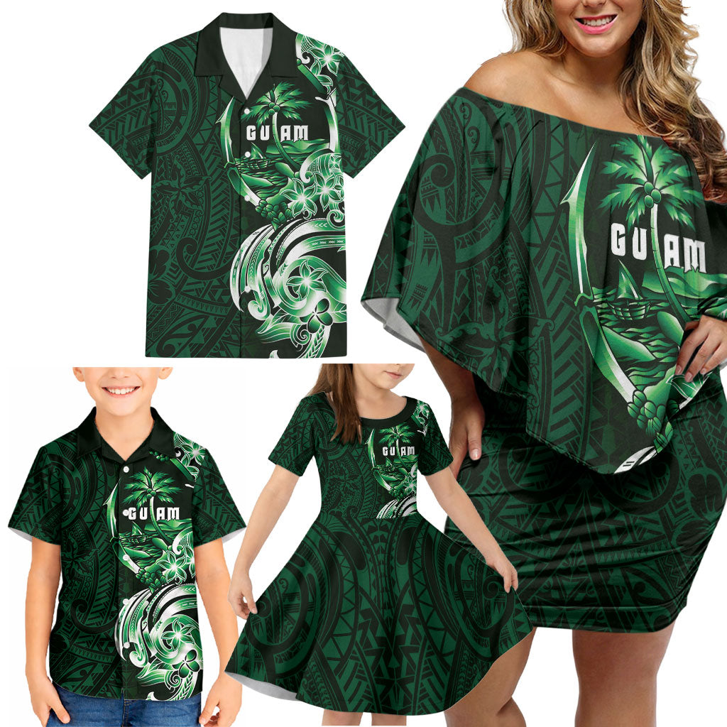 Betde Guam Chamorro Family Matching Off Shoulder Short Dress and Hawaiian Shirt Guahan Seal Tattoo LT14 - Polynesian Pride