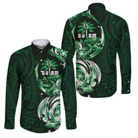 Betde Guam Chamorro Family Matching Short Sleeve Bodycon Dress and Hawaiian Shirt Guahan Seal Tattoo LT14 Dad's Shirt - Long Sleeve Green - Polynesian Pride