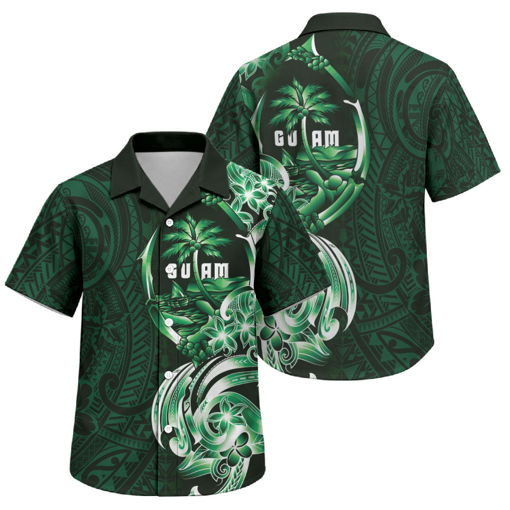 Betde Guam Chamorro Family Matching Short Sleeve Bodycon Dress and Hawaiian Shirt Guahan Seal Tattoo LT14 Son's Shirt Green - Polynesian Pride