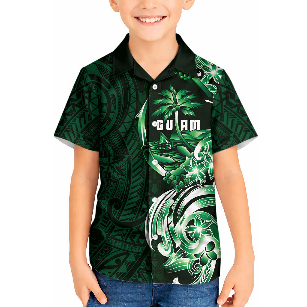 Betde Guam Chamorro Kid Hawaiian Shirt Guahan Seal Tattoo LT14 Kid Green - Polynesian Pride