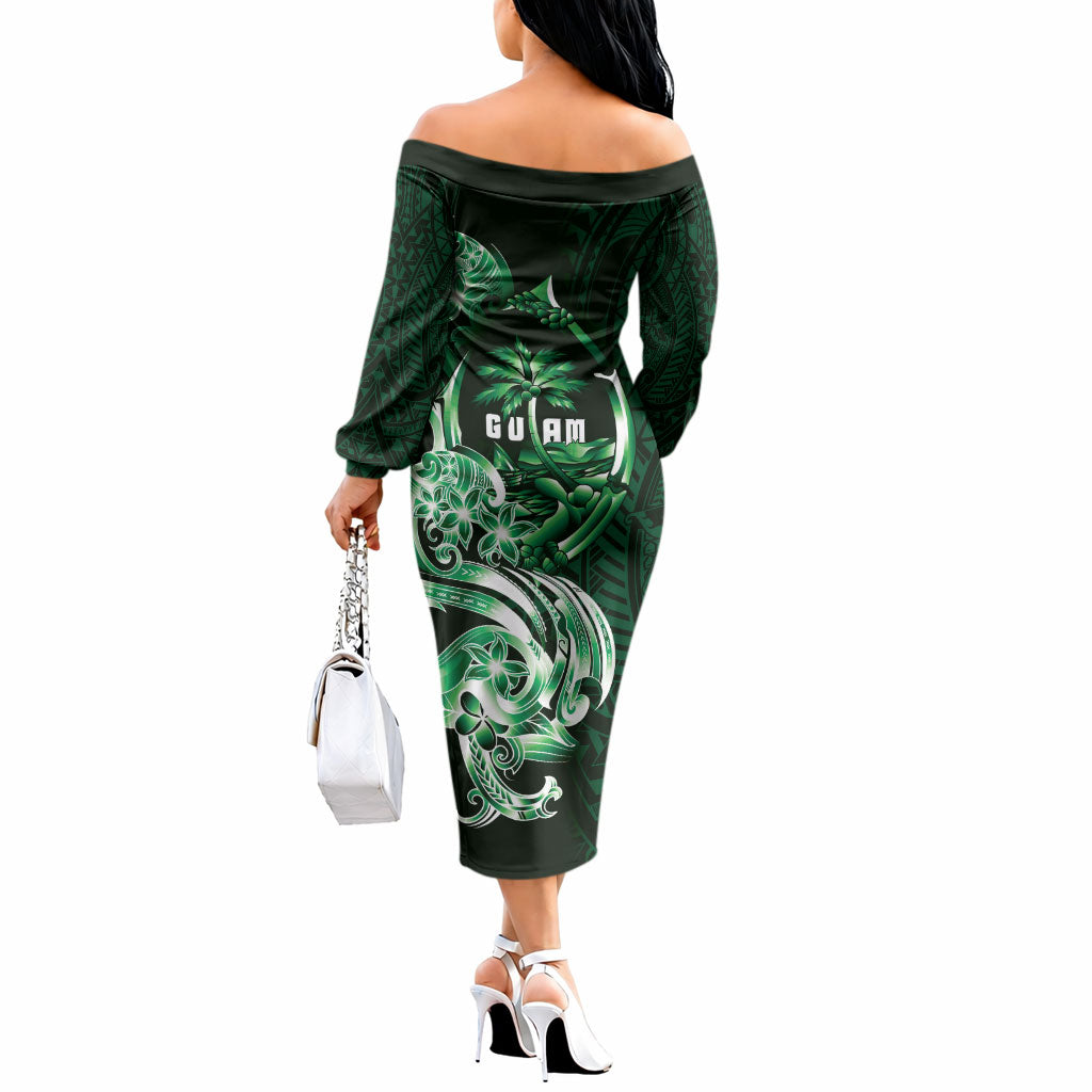 Betde Guam Chamorro Off The Shoulder Long Sleeve Dress Guahan Seal Tattoo LT14 - Polynesian Pride