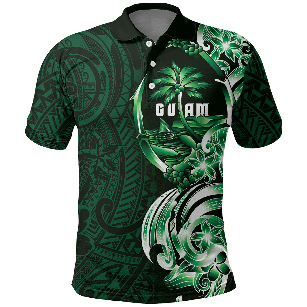Betde Guam Chamorro Polo Shirt Guahan Seal Tattoo LT14 Green - Polynesian Pride