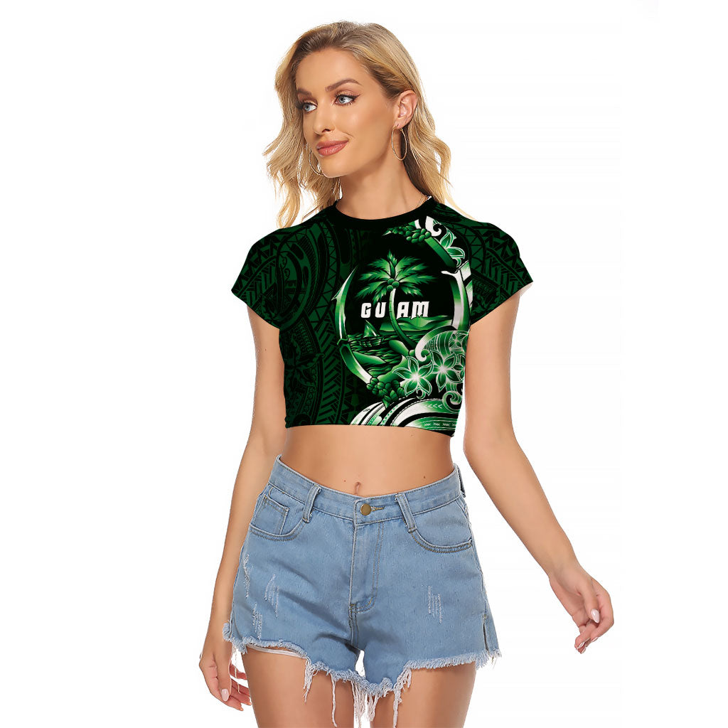 Betde Guam Chamorro Raglan Cropped T Shirt Guahan Seal Tattoo LT14 Female Green - Polynesian Pride