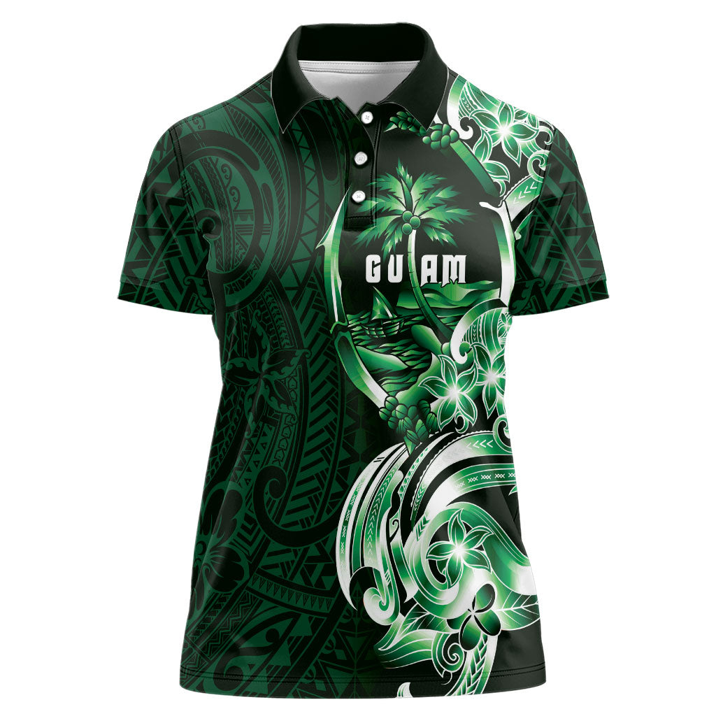 Betde Guam Chamorro Women Polo Shirt Guahan Seal Tattoo LT14 Female Green - Polynesian Pride
