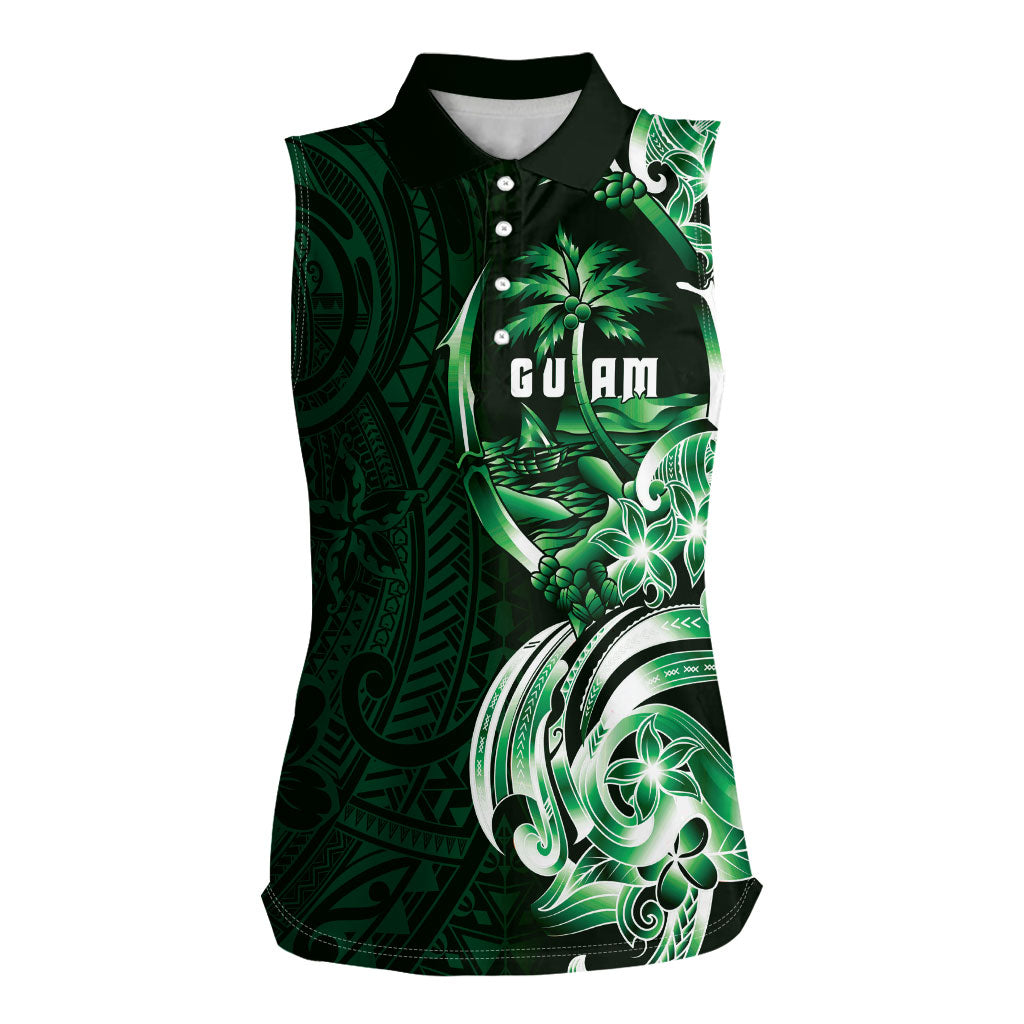 Betde Guam Chamorro Women Sleeveless Polo Shirt Guahan Seal Tattoo LT14 Female Green - Polynesian Pride
