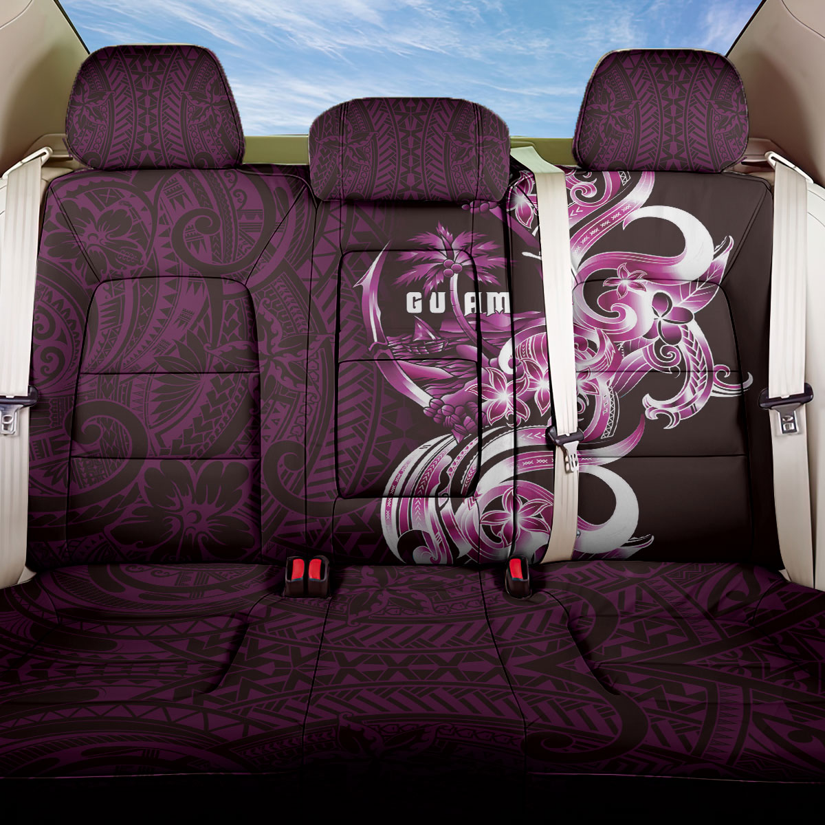 Kulot Di Rosa Guam Chamorro Back Car Seat Cover Guahan Seal Tattoo LT14 One Size Pink - Polynesian Pride