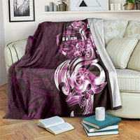 Kulot Di Rosa Guam Chamorro Blanket Guahan Seal Tattoo LT14 Pink - Polynesian Pride