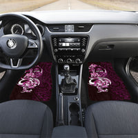 Kulot Di Rosa Guam Chamorro Car Mats Guahan Seal Tattoo LT14 Set 2pcs - Front Pink - Polynesian Pride