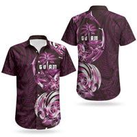 Kulot Di Rosa Guam Chamorro Couples Matching Off The Shoulder Long Sleeve Dress and Hawaiian Shirt Guahan Seal Tattoo LT14 - Polynesian Pride