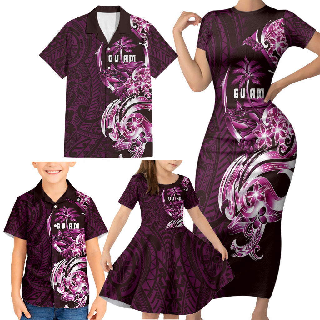 Kulot Di Rosa Guam Chamorro Family Matching Short Sleeve Bodycon Dress and Hawaiian Shirt Guahan Seal Tattoo LT14 - Polynesian Pride