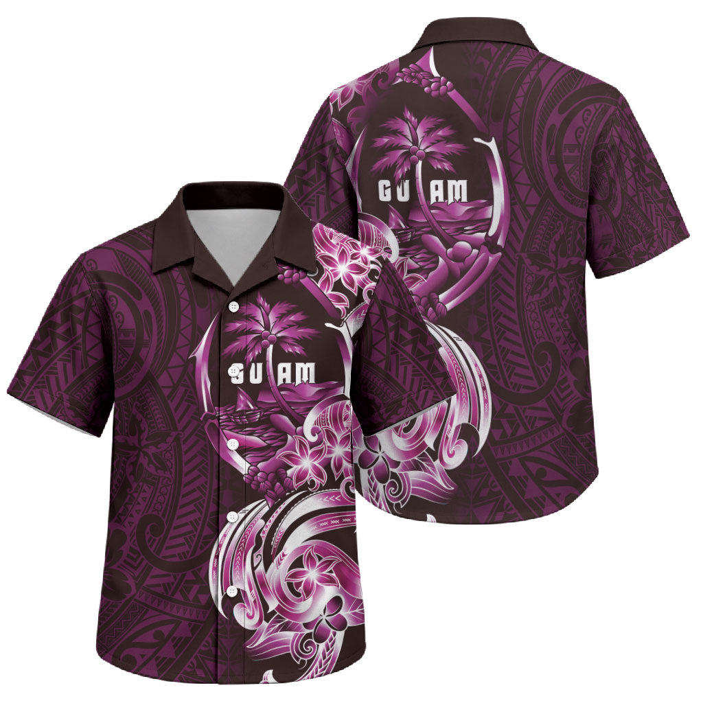 Kulot Di Rosa Guam Chamorro Family Matching Short Sleeve Bodycon Dress and Hawaiian Shirt Guahan Seal Tattoo LT14 Son's Shirt Pink - Polynesian Pride