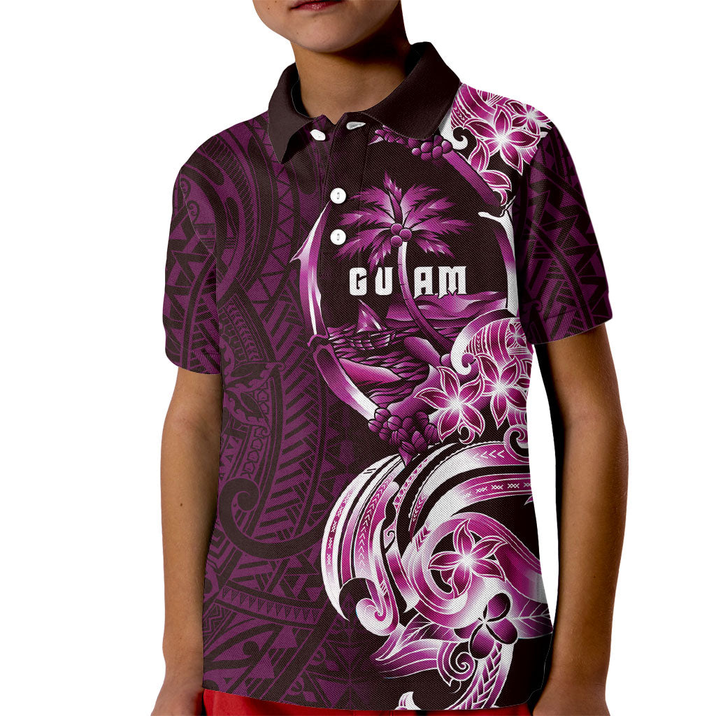 Kulot Di Rosa Guam Chamorro Kid Polo Shirt Guahan Seal Tattoo LT14 Kid Pink - Polynesian Pride