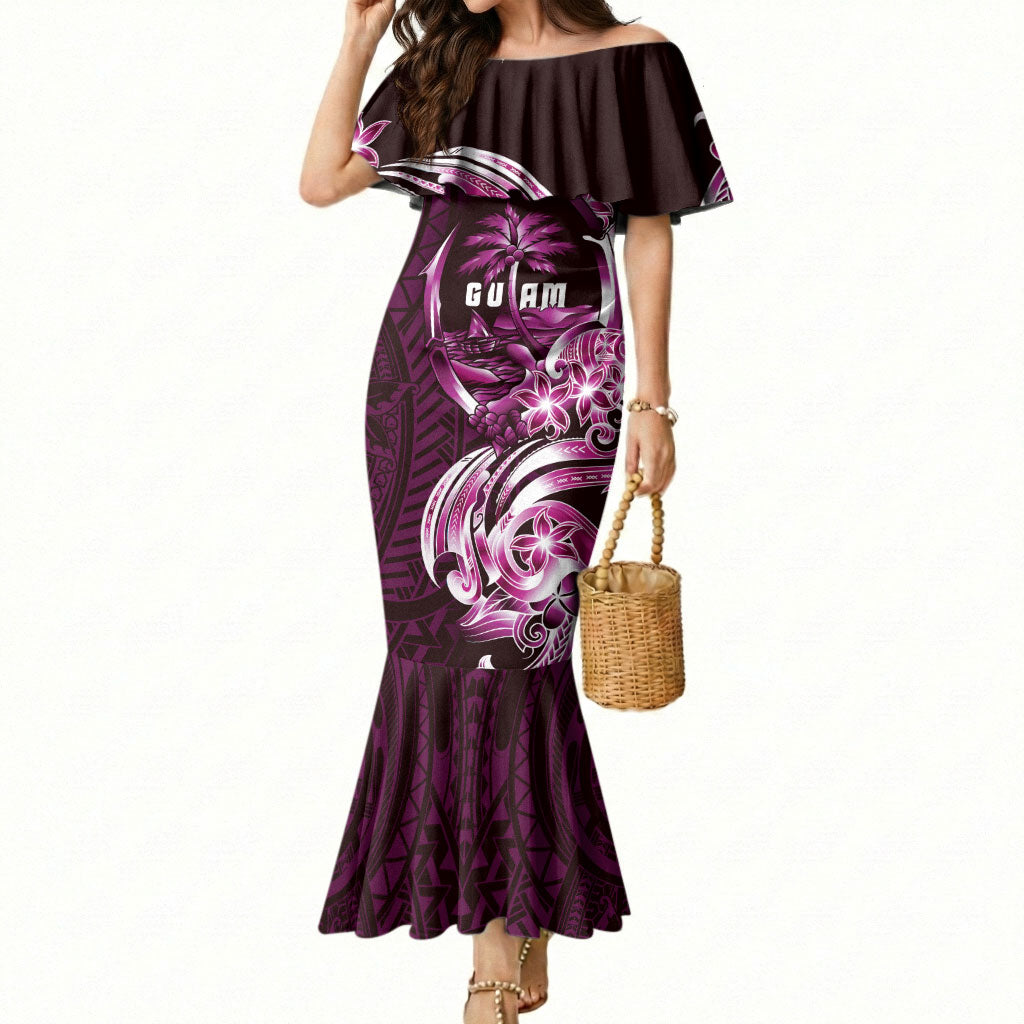 Kulot Di Rosa Guam Chamorro Mermaid Dress Guahan Seal Tattoo LT14 Women Pink - Polynesian Pride