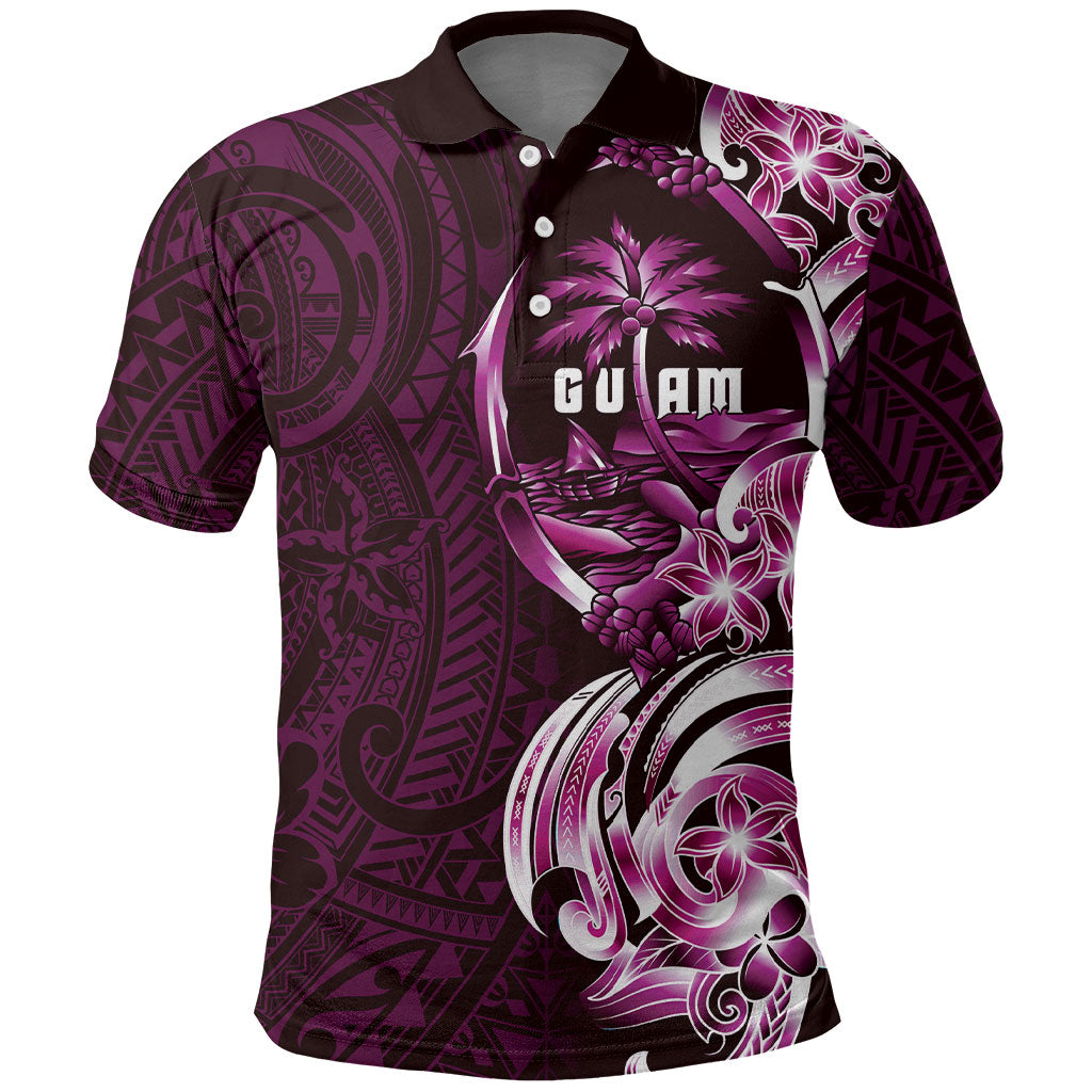 Kulot Di Rosa Guam Chamorro Polo Shirt Guahan Seal Tattoo LT14 Pink - Polynesian Pride