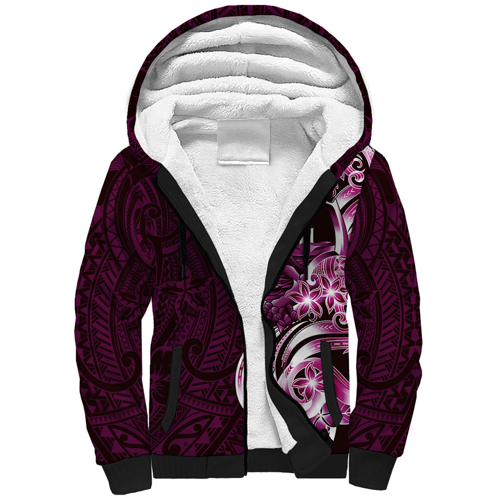 Kulot Di Rosa Guam Chamorro Sherpa Hoodie Guahan Seal Tattoo LT14 Unisex Pink - Polynesian Pride