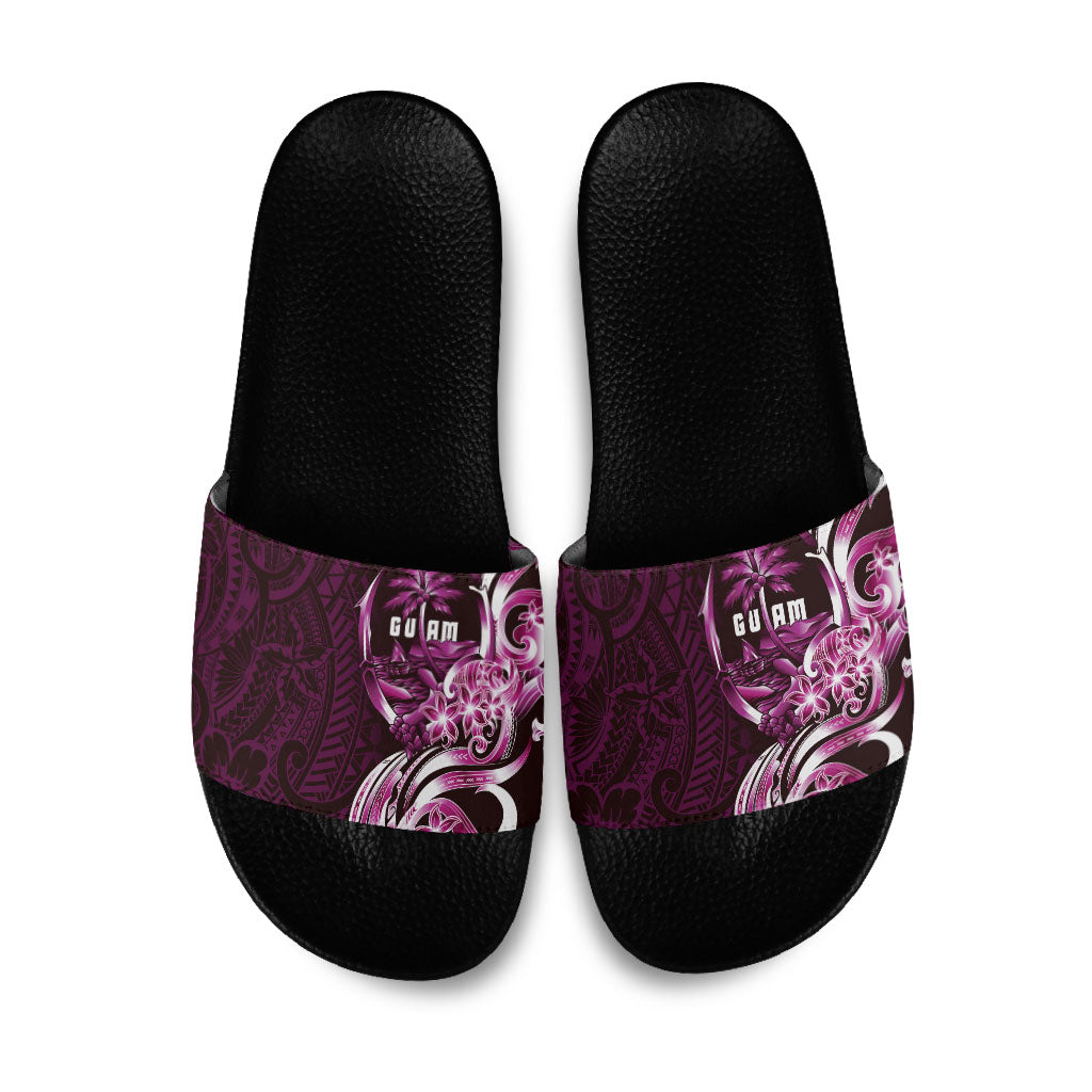 Kulot Di Rosa Guam Chamorro Slide Sandals Guahan Seal Tattoo LT14 Pink - Polynesian Pride