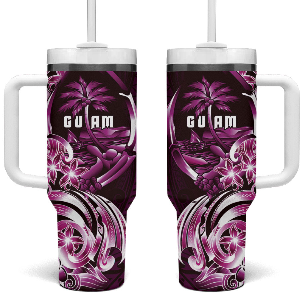 Kulot Di Rosa Guam Chamorro Tumbler With Handle Guahan Seal Tattoo LT14 One Size: 40 oz Pink - Polynesian Pride