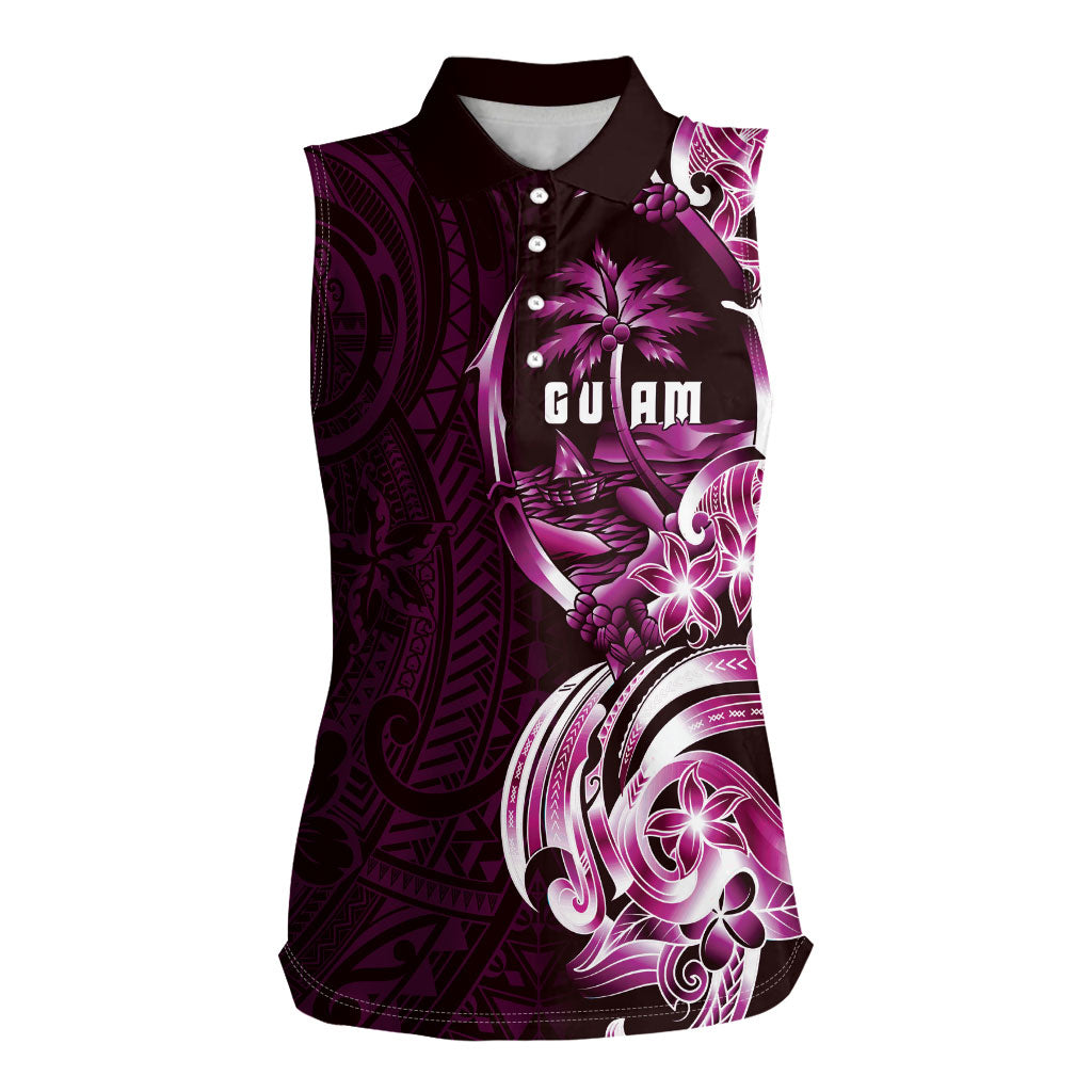Kulot Di Rosa Guam Chamorro Women Sleeveless Polo Shirt Guahan Seal Tattoo LT14 Female Pink - Polynesian Pride