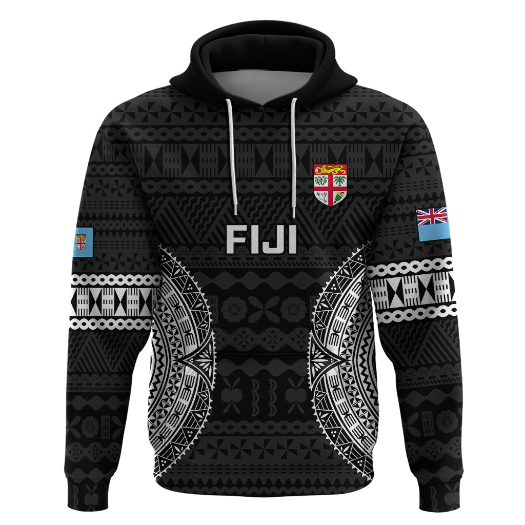 Custom Fiji Rugby Hoodie 2023 Fijian Tapa Pattern World Cup Black LT14 Pullover Hoodie Black - Polynesian Pride