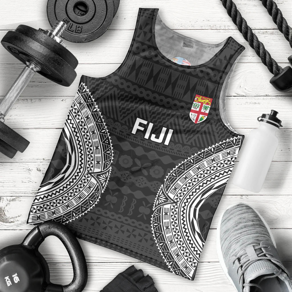 Custom Fiji Rugby Men Tank Top 2023 Fijian Tapa Pattern World Cup Black LT14 Black - Polynesian Pride