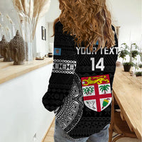 Custom Fiji Rugby Women Casual Shirt 2023 Fijian Tapa Pattern World Cup Black LT14 - Polynesian Pride