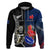 New Zealand And France Rugby Hoodie All Black With Les Bleus Together 2023 World Cup LT14 Black - Polynesian Pride