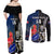 Custom New Zealand And France Rugby Couples Matching Off Shoulder Maxi Dress and Long Sleeve Button Shirts All Black With Les Bleus Together 2023 World Cup LT14 - Polynesian Pride