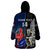 Custom New Zealand And France Rugby Wearable Blanket Hoodie All Black With Les Bleus Together 2023 World Cup LT14 - Polynesian Pride