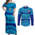 Personalised Fiji Couples Matching Off Shoulder Maxi Dress and Long Sleeve Button Shirts Unique Fijian Tapa Pattern With Coat Of Arms LT14 Blue - Polynesian Pride