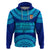 Personalised Fiji Hoodie Unique Fijian Tapa Pattern With Coat Of Arms LT14 Blue - Polynesian Pride