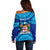 Personalised Fiji Off Shoulder Sweater Unique Fijian Tapa Pattern With Coat Of Arms LT14 - Polynesian Pride