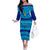 Personalised Fiji Off The Shoulder Long Sleeve Dress Unique Fijian Tapa Pattern With Coat Of Arms LT14 Women Blue - Polynesian Pride