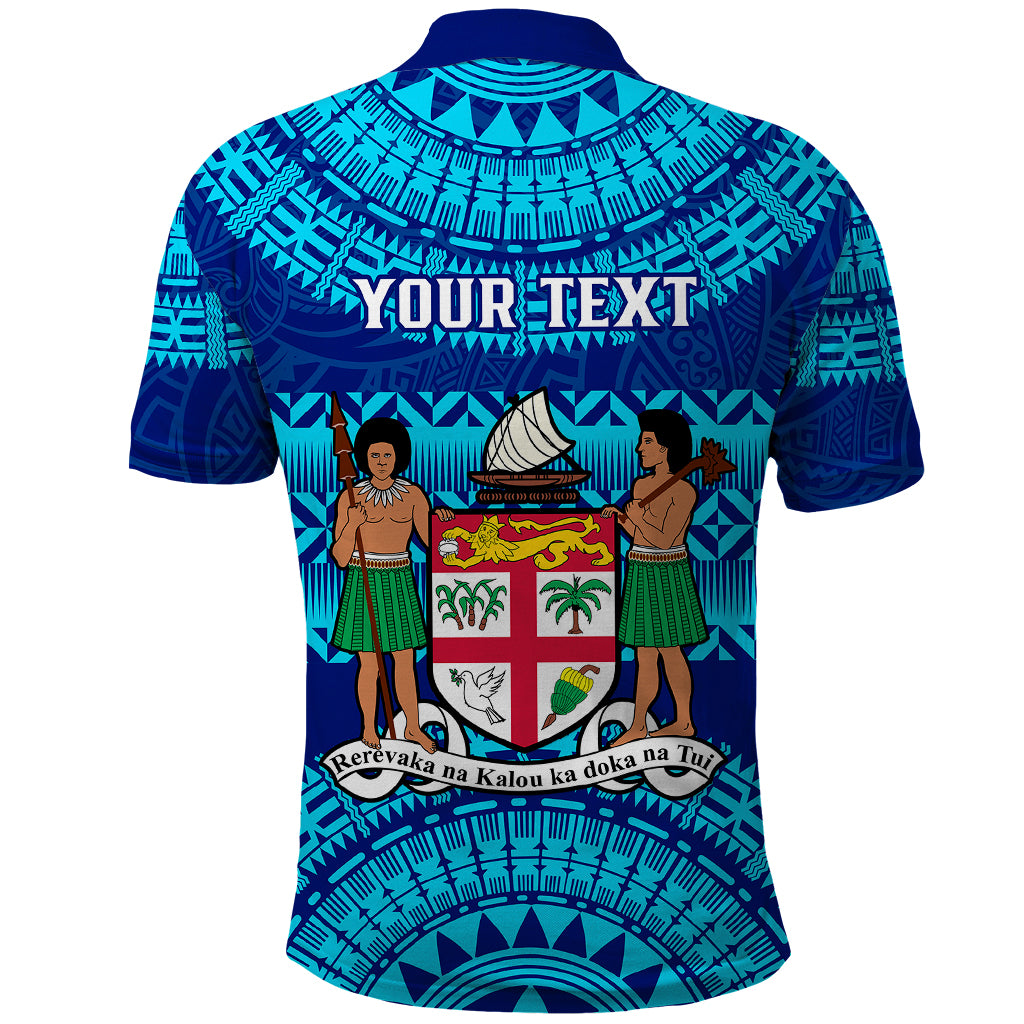 Personalised Fiji Polo Shirt Unique Fijian Tapa Pattern With Coat Of Arms LT14 - Polynesian Pride