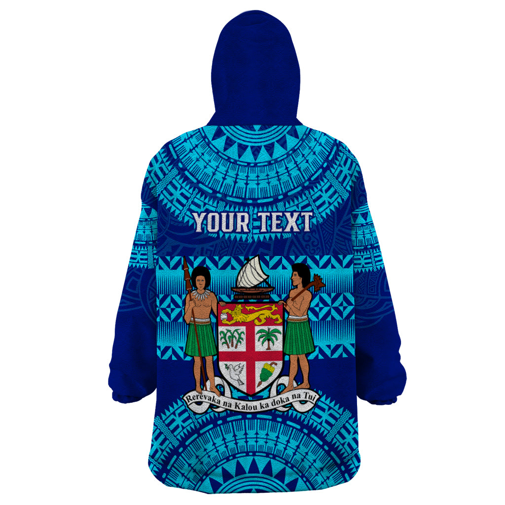 Personalised Fiji Wearable Blanket Hoodie Unique Fijian Tapa Pattern With Coat Of Arms LT14 - Polynesian Pride