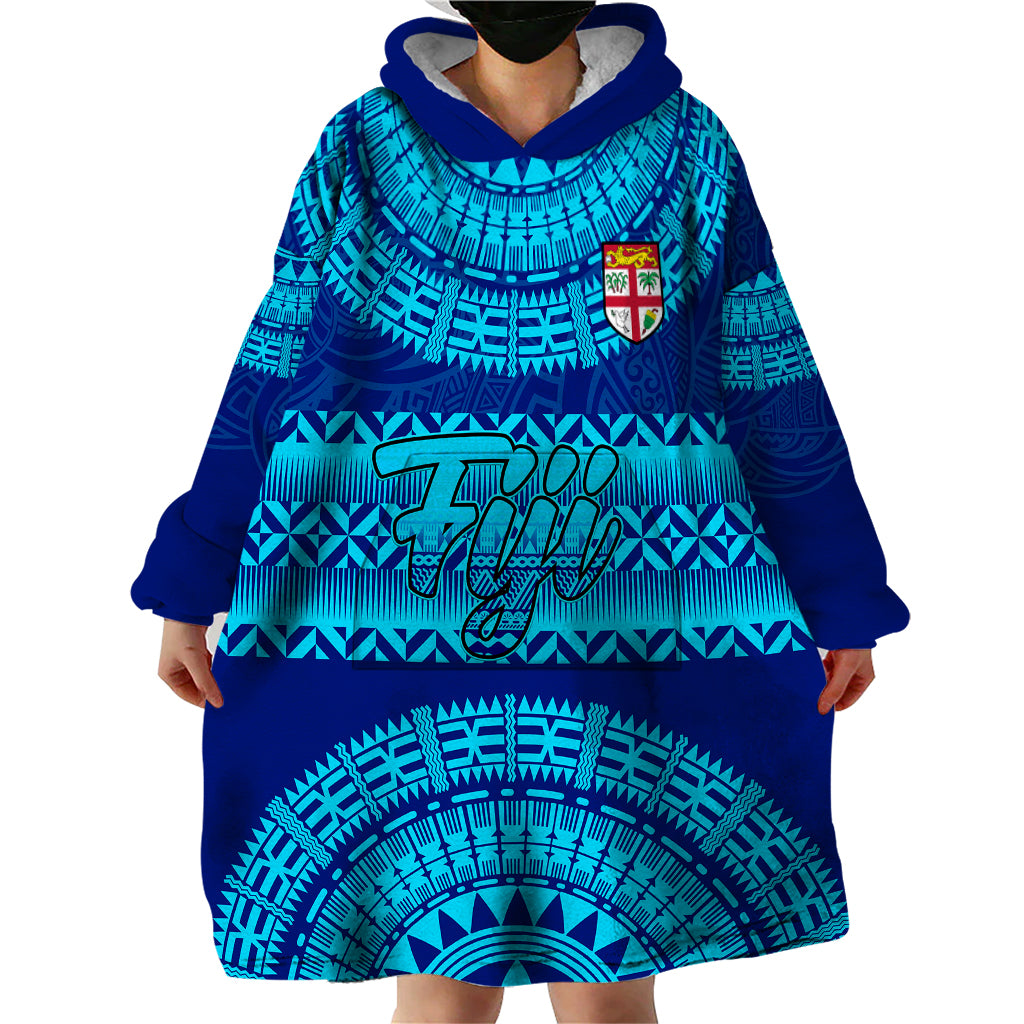 Personalised Fiji Wearable Blanket Hoodie Unique Fijian Tapa Pattern With Coat Of Arms LT14 - Polynesian Pride