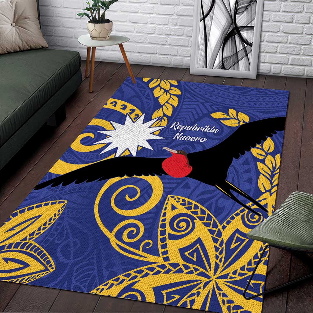 Nauru Angam Day Area Rug Naoero Frigate Bird Polynesian Pattern