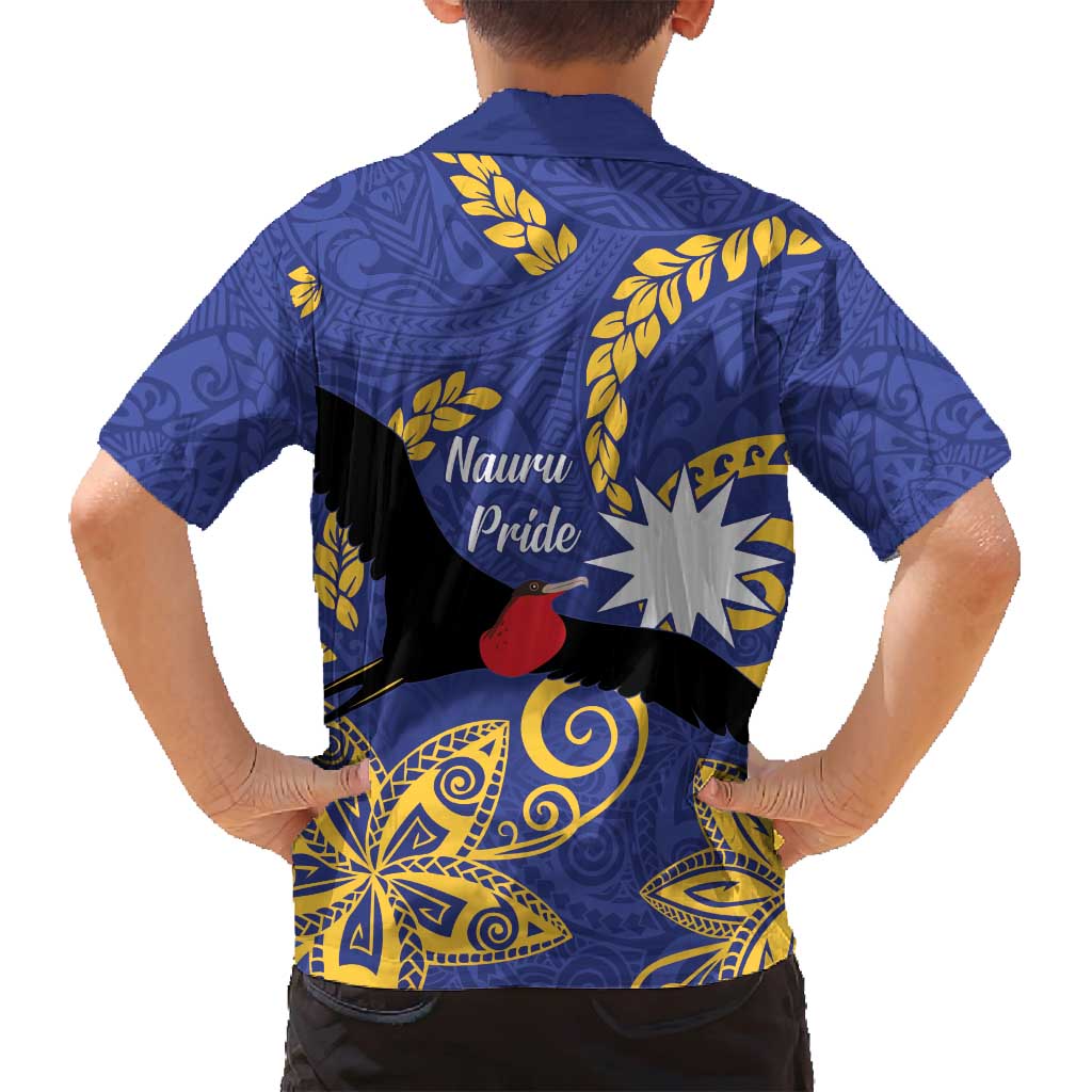 Nauru Angam Day Family Matching Long Sleeve Bodycon Dress and Hawaiian Shirt Naoero Frigate Bird Polynesian Pattern