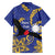 Nauru Angam Day Family Matching Off Shoulder Short Dress and Hawaiian Shirt Naoero Frigate Bird Polynesian Pattern