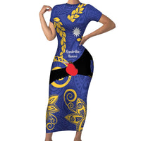 Nauru Angam Day Family Matching Short Sleeve Bodycon Dress and Hawaiian Shirt Naoero Frigate Bird Polynesian Pattern