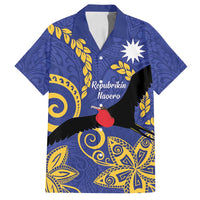 Nauru Angam Day Family Matching Summer Maxi Dress and Hawaiian Shirt Naoero Frigate Bird Polynesian Pattern