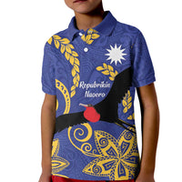Nauru Angam Day Kid Polo Shirt Naoero Frigate Bird Polynesian Pattern