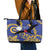 Nauru Angam Day Leather Tote Bag Naoero Frigate Bird Polynesian Pattern