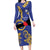 Nauru Angam Day Long Sleeve Bodycon Dress Naoero Frigate Bird Polynesian Pattern