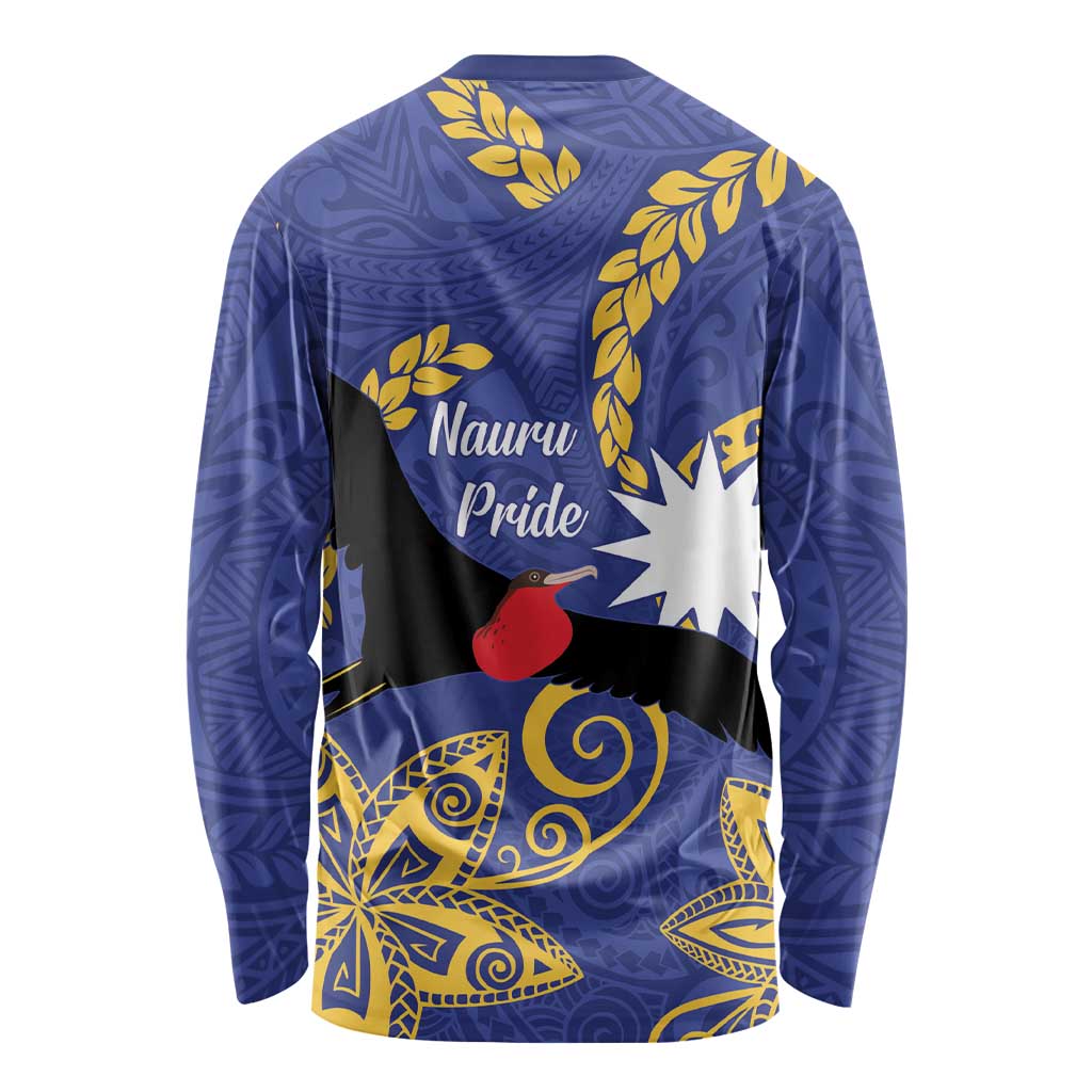 Nauru Angam Day Long Sleeve Shirt Naoero Frigate Bird Polynesian Pattern