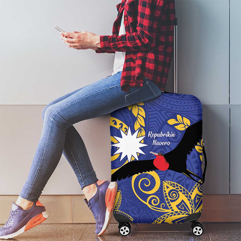 Nauru Angam Day Luggage Cover Naoero Frigate Bird Polynesian Pattern