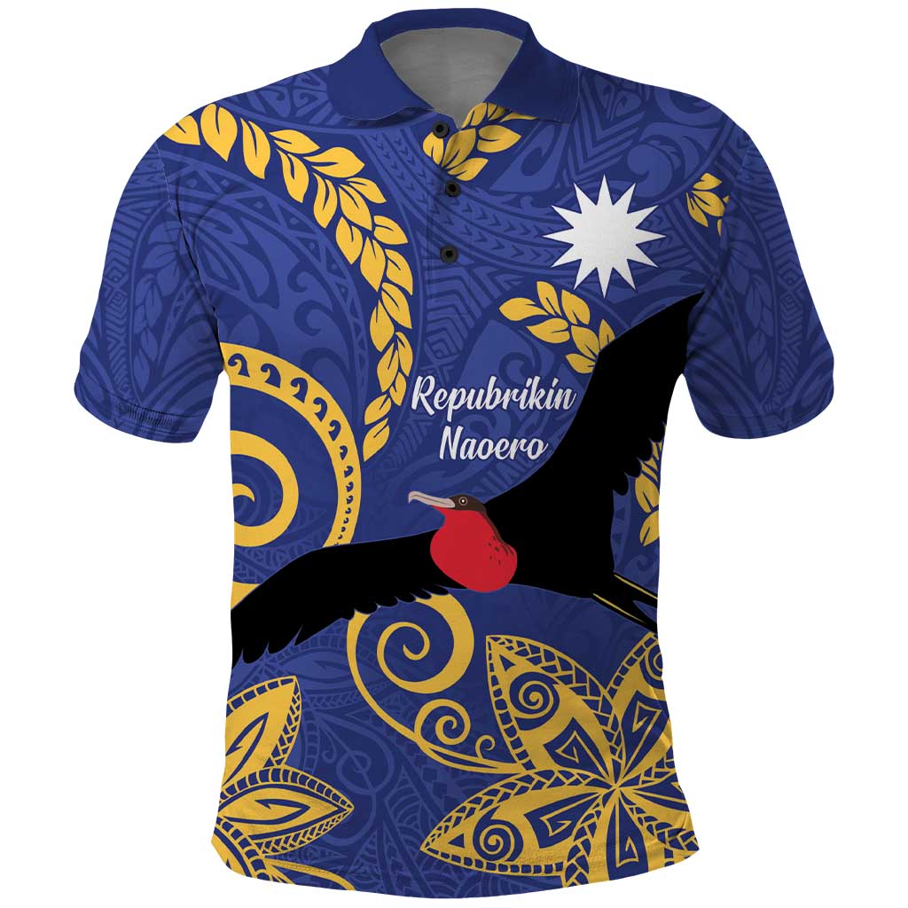 Nauru Angam Day Polo Shirt Naoero Frigate Bird Polynesian Pattern