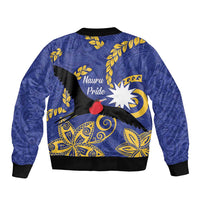 Nauru Angam Day Sleeve Zip Bomber Jacket Naoero Frigate Bird Polynesian Pattern